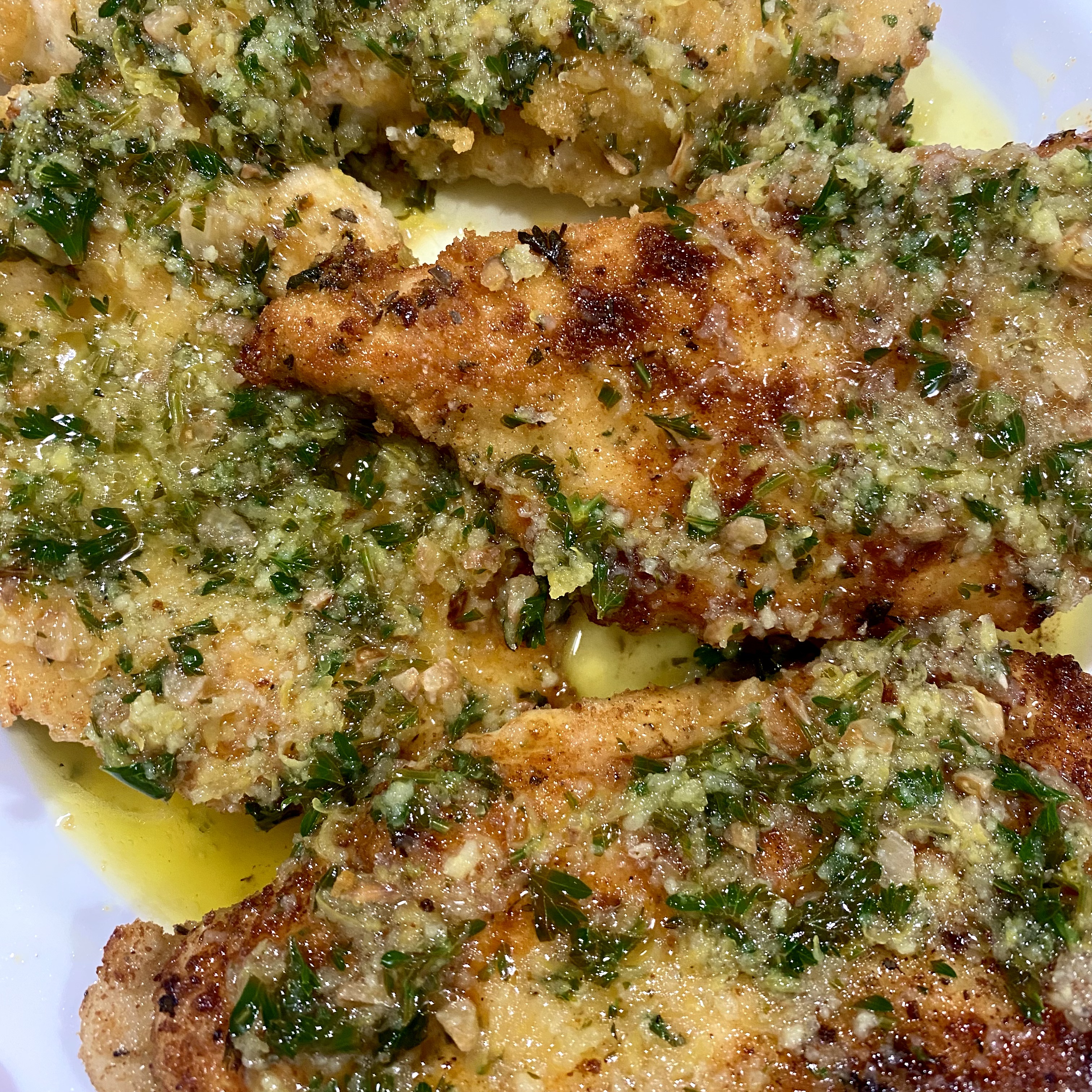 Closeup of chicken cutlets